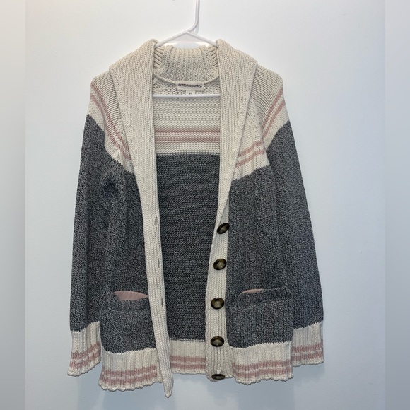 Sock knit Cotton Country chunky knit cardigan size S - Picture 4 of 5